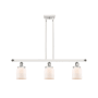 Innovations Lighting Bell 3 Light 36" Wide Linear Pendant with Shades White and Polished Chrome / Matte White