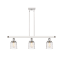 Innovations Lighting Bell 3 Light 36" Wide Linear Pendant with Shades White and Polished Chrome / Deco Swirl