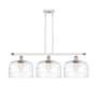 Innovations Lighting Bell 3 Light 36" Wide Linear Pendant White and Polished Chrome / Clear Deco Swirl