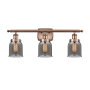Innovations Lighting Bell 3 Light 26" Wide Vanity Light Antique Copper / Plated Smoke