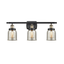 Innovations Lighting Bell 3 Light 26" Wide Vanity Light Black Antique Brass / Silver Plated Mercury