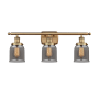 Innovations Lighting Bell 3 Light 26" Wide Vanity Light Brushed Brass / Plated Smoke