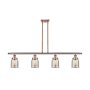 Innovations Lighting Bell 4 Light 48" Wide Linear Pendant Antique Copper / Silver Plated Mercury
