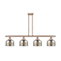 Innovations Lighting Bell 4 Light 48" Wide Linear Pendant Antique Copper / Silver Plated Mercury