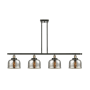Innovations Lighting Bell 4 Light 48" Wide Linear Pendant Black Antique Brass / Silver Plated Mercury