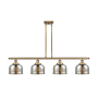 Innovations Lighting Bell 4 Light 48" Wide Linear Pendant Brushed Brass / Silver Plated Mercury