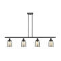 Innovations Lighting Bell 4 Light 48" Wide Linear Pendant Matte Black / Silver Plated Mercury