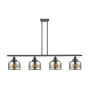 Innovations Lighting Bell 4 Light 48" Wide Linear Pendant Matte Black / Silver Plated Mercury