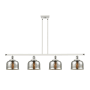 Innovations Lighting Bell 4 Light 48" Wide Linear Pendant White and Polished Chrome / Silver Plated Mercury