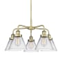Innovations Lighting Cone 5 Light 26" Wide Chandelier Antique Brass / Clear