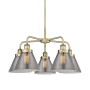 Innovations Lighting Cone 5 Light 26" Wide Chandelier Antique Brass / Plated Smoke