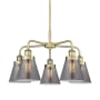 Innovations Lighting Cone 5 Light 25" Wide Chandelier Antique Brass / Plated Smoke