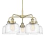 Innovations Lighting Bell 5 Light 26" Wide Chandelier Antique Brass / Clear Deco Swirl