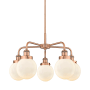 Innovations Lighting Beacon 5 Light 24" Wide Chandelier Antique Copper / Matte White