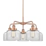 Innovations Lighting Bell 5 Light 26" Wide Chandelier Antique Copper / Clear