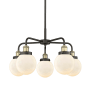 Innovations Lighting Beacon 5 Light 24" Wide Chandelier Black Antique Brass / Matte White