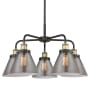 Innovations Lighting Cone 5 Light 26" Wide Chandelier Black Antique Brass / Plated Smoke