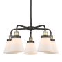 Innovations Lighting Cone 5 Light 25" Wide Chandelier Black Antique Brass / Matte White