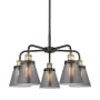 Innovations Lighting Cone 5 Light 25" Wide Chandelier Black Antique Brass / Plated Smoke