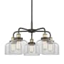 Innovations Lighting Bell 5 Light 26" Wide Chandelier Black Antique Brass / Clear