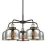 Innovations Lighting Bell 5 Light 26" Wide Chandelier Black Antique Brass / Silver Plated Mercury