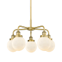 Innovations Lighting Beacon 5 Light 24" Wide Chandelier Brushed Brass / Matte White