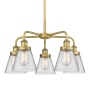 Innovations Lighting Cone 5 Light 25" Wide Chandelier Brushed Brass / Clear