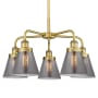 Innovations Lighting Cone 5 Light 25" Wide Chandelier Brushed Brass / Plated Smoke