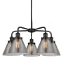 Innovations Lighting Cone 5 Light 26" Wide Chandelier Matte Black / Plated Smoke