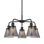 Innovations Lighting Cone 5 Light 25" Wide Chandelier Matte Black / Plated Smoke