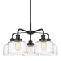 Innovations Lighting Bell 5 Light 26" Wide Chandelier Matte Black / Clear Deco Swirl