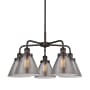 Innovations Lighting Cone 5 Light 26" Wide Chandelier Oil Rubbed Bronze / Plated Smoke