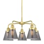 Innovations Lighting Cone 5 Light 25" Wide Chandelier Satin Gold / Plated Smoke