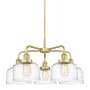 Innovations Lighting Bell 5 Light 26" Wide Chandelier Satin Gold / Clear Deco Swirl