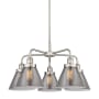 Innovations Lighting Cone 5 Light 26" Wide Chandelier Satin Nickel / Plated Smoke