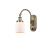 Innovations Lighting Bell 13" Tall Wall Sconce with Shade Antique Brass / Matte White