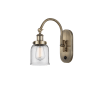 Innovations Lighting Bell 13" Tall Wall Sconce with Shade Antique Brass / Clear