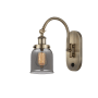 Innovations Lighting Bell 13" Tall Wall Sconce with Shade Antique Brass / Plated Smoke