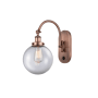Innovations Lighting Beacon 15" Tall Wall Sconce / Converts to Semi-Flush Ceiling Fixture Antique Copper / Clear