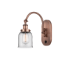 Innovations Lighting Bell 13" Tall Wall Sconce with Shade Antique Copper / Clear