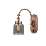 Innovations Lighting Bell 13" Tall Wall Sconce with Shade Antique Copper / Plated Smoke