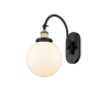 Innovations Lighting Beacon 15" Tall Wall Sconce / Converts to Semi-Flush Ceiling Fixture Black Antique Brass / Matte White
