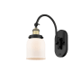 Innovations Lighting Bell 13" Tall Wall Sconce with Shade Black Antique Brass / Matte White