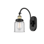 Innovations Lighting Bell 13" Tall Wall Sconce with Shade Black Antique Brass / Clear