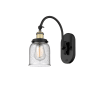 Innovations Lighting Bell 13" Tall Wall Sconce with Shade Black Antique Brass / Seedy