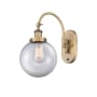 Innovations Lighting Beacon 15" Tall Wall Sconce / Converts to Semi-Flush Ceiling Fixture Brushed Brass / Clear