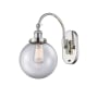 Innovations Lighting Beacon 15" Tall Wall Sconce / Converts to Semi-Flush Ceiling Fixture Polished Nickel / Clear