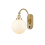 Innovations Lighting Beacon 15" Tall Wall Sconce / Converts to Semi-Flush Ceiling Fixture Satin Gold / Matte White