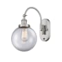Innovations Lighting Beacon 15" Tall Wall Sconce / Converts to Semi-Flush Ceiling Fixture Brushed Satin Nickel / Clear