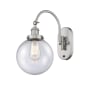 Innovations Lighting Beacon 15" Tall Wall Sconce / Converts to Semi-Flush Ceiling Fixture Brushed Satin Nickel / Seedy